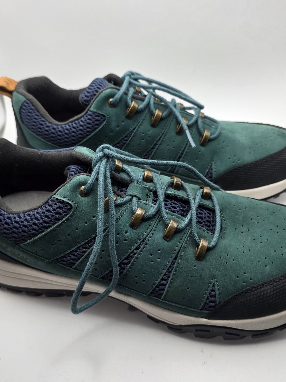 Harmony 783 Evergreen Ever Grounded Trail Shoes M 10.5 US Green Nubuck Blue Mesh